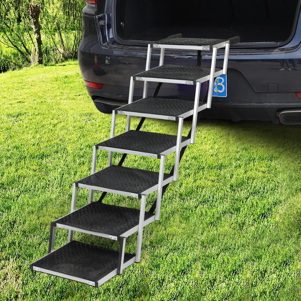 Foldable Adjustable Dog Ramp and Pet Stairs for Car SUV Travel - Black - Rivercity House & Home Co. (ABN 18 642 972 209) - Affordable Modern Furniture Australia