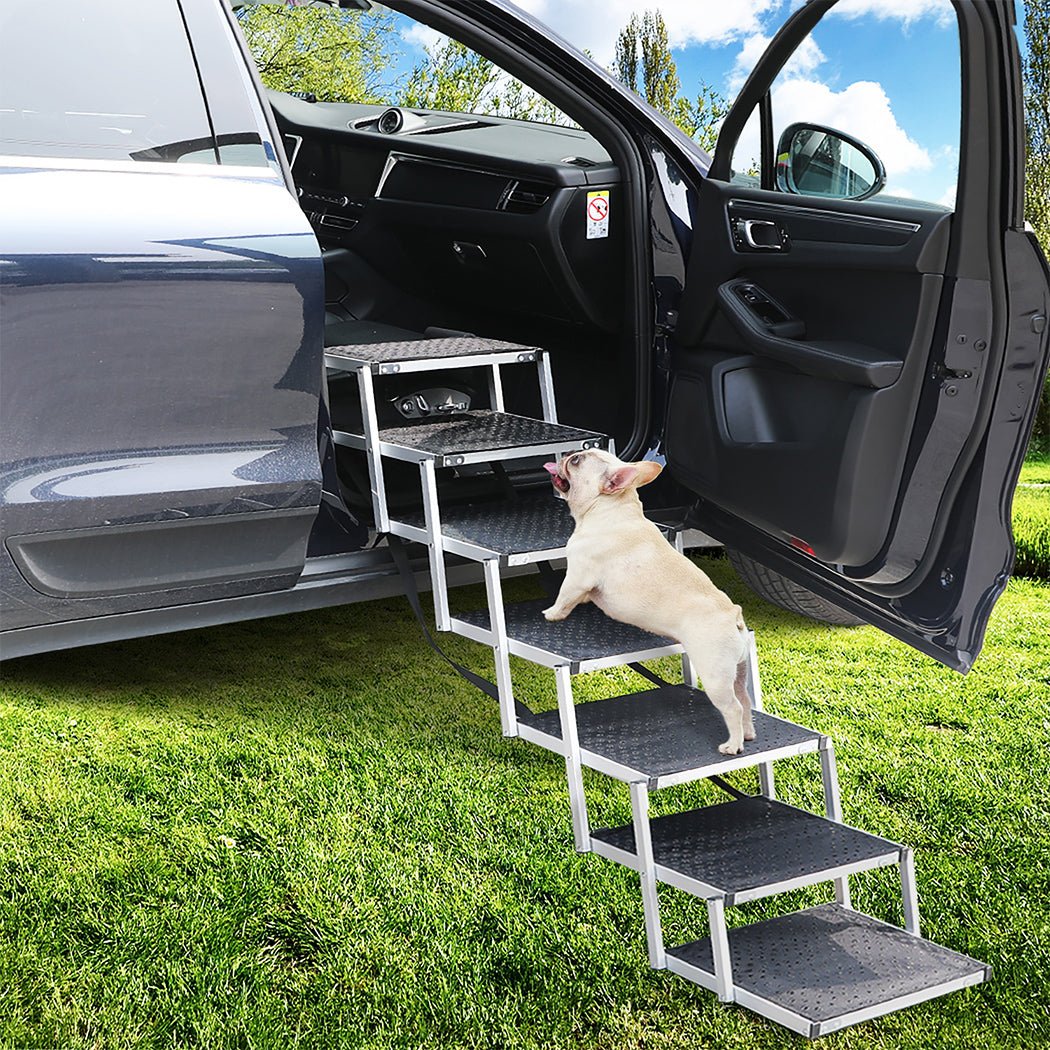 Foldable Adjustable Dog Ramp and Pet Stairs for Car SUV Travel - Black - Rivercity House & Home Co. (ABN 18 642 972 209) - Affordable Modern Furniture Australia