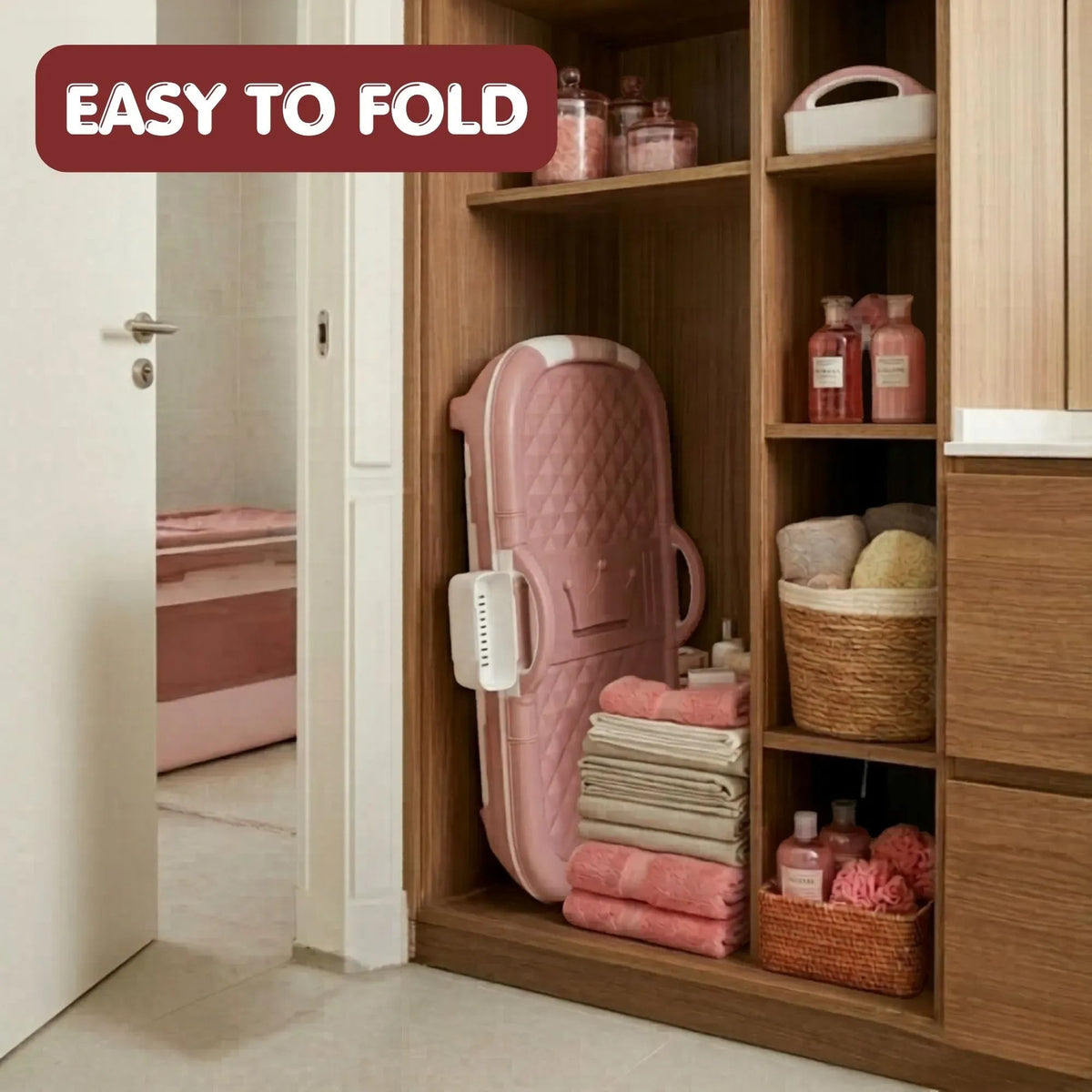 Foldable Adult Soaking Bathtub with Insulated Cover and Accessories - Pink - Home & Garden > Bathroom Accessories > Toilet & Bidet Accessories - Rivercity House & Home Co. (ABN 18 642 972 209) - Affordable Modern Furniture Australia