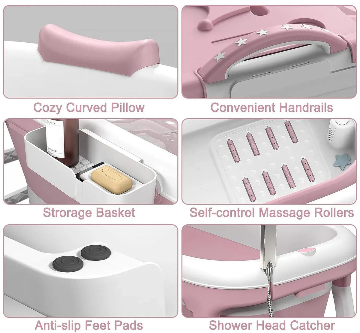 Foldable Adult Soaking Bathtub with Insulated Cover and Accessories - Pink - Home & Garden > Bathroom Accessories > Toilet & Bidet Accessories - Rivercity House & Home Co. (ABN 18 642 972 209) - Affordable Modern Furniture Australia