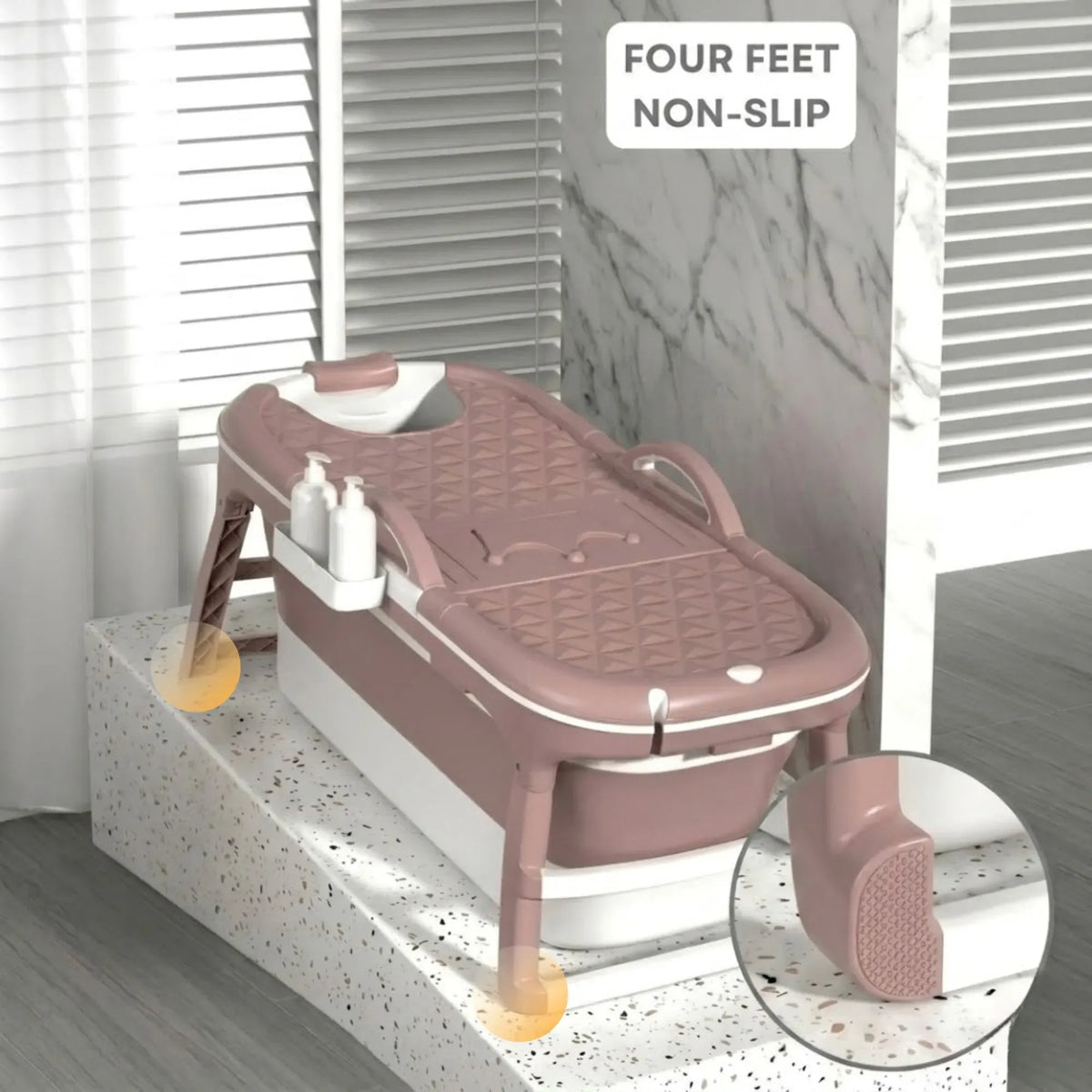 Foldable Adult Soaking Bathtub with Insulated Cover and Accessories - Pink - Home & Garden > Bathroom Accessories > Toilet & Bidet Accessories - Rivercity House & Home Co. (ABN 18 642 972 209) - Affordable Modern Furniture Australia