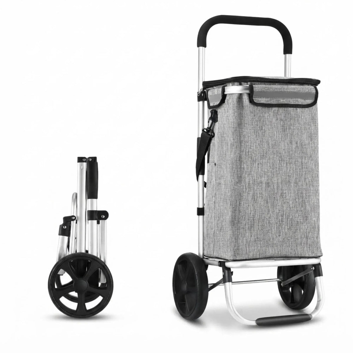 Foldable Aluminium Shopping Trolley 45L with Insulated Bag and Waterproof Oxford Cloth - Grey - Home & Garden > Kitchenware > Food Storage - Rivercity House & Home Co. (ABN 18 642 972 209) - Affordable Modern Furniture Australia