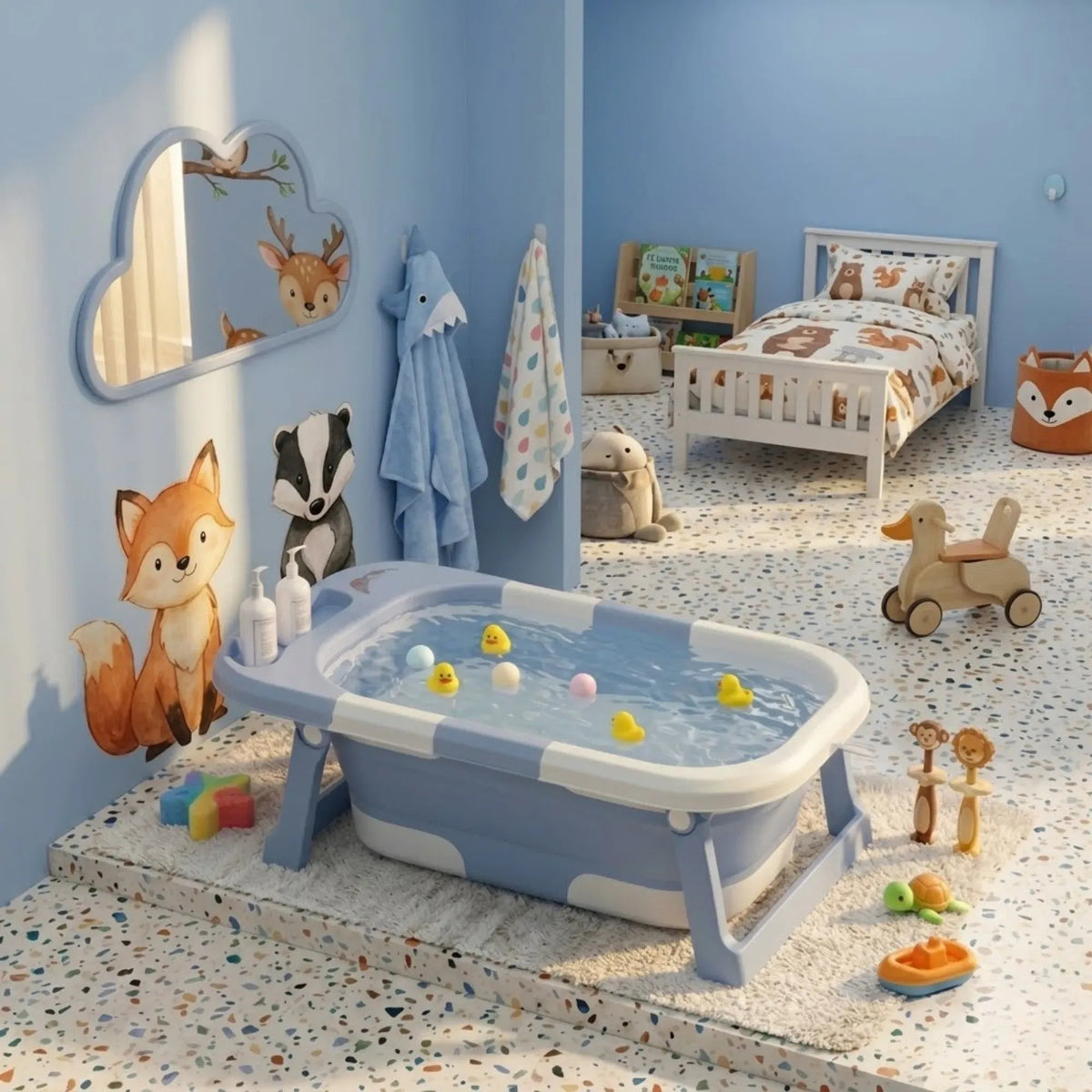 Foldable Baby Bath Tub with Collapsible Toddler Design - Blue - Home & Garden > Bathroom Accessories > Toilet & Bidet Accessories - Rivercity House & Home Co. (ABN 18 642 972 209) - Affordable Modern Furniture Australia