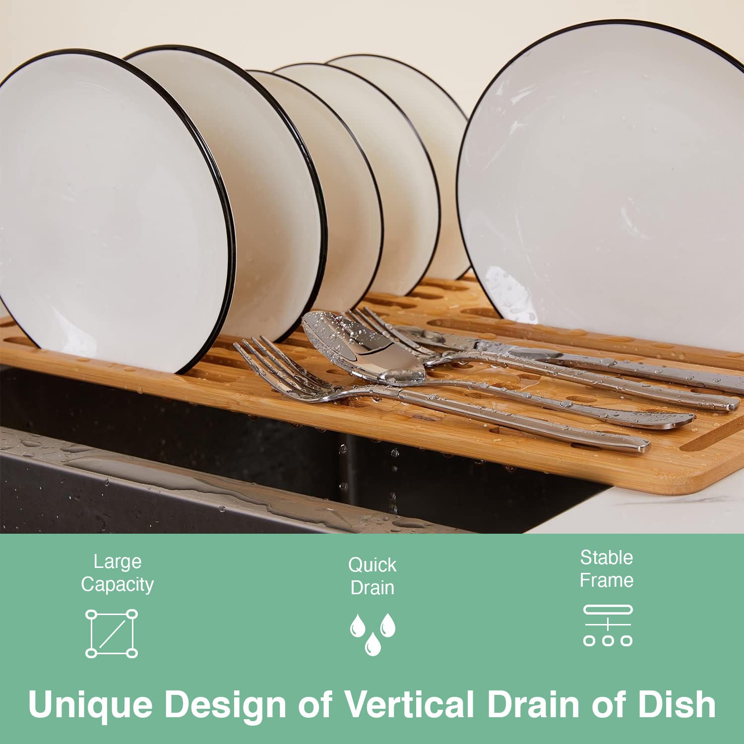 Foldable Bamboo Dish Drying Rack for Kitchen - Home & Garden > Laundry & Cleaning > Drying Racks & Hangers - Rivercity House & Home Co. (ABN 18 642 972 209) - Affordable Modern Furniture Australia