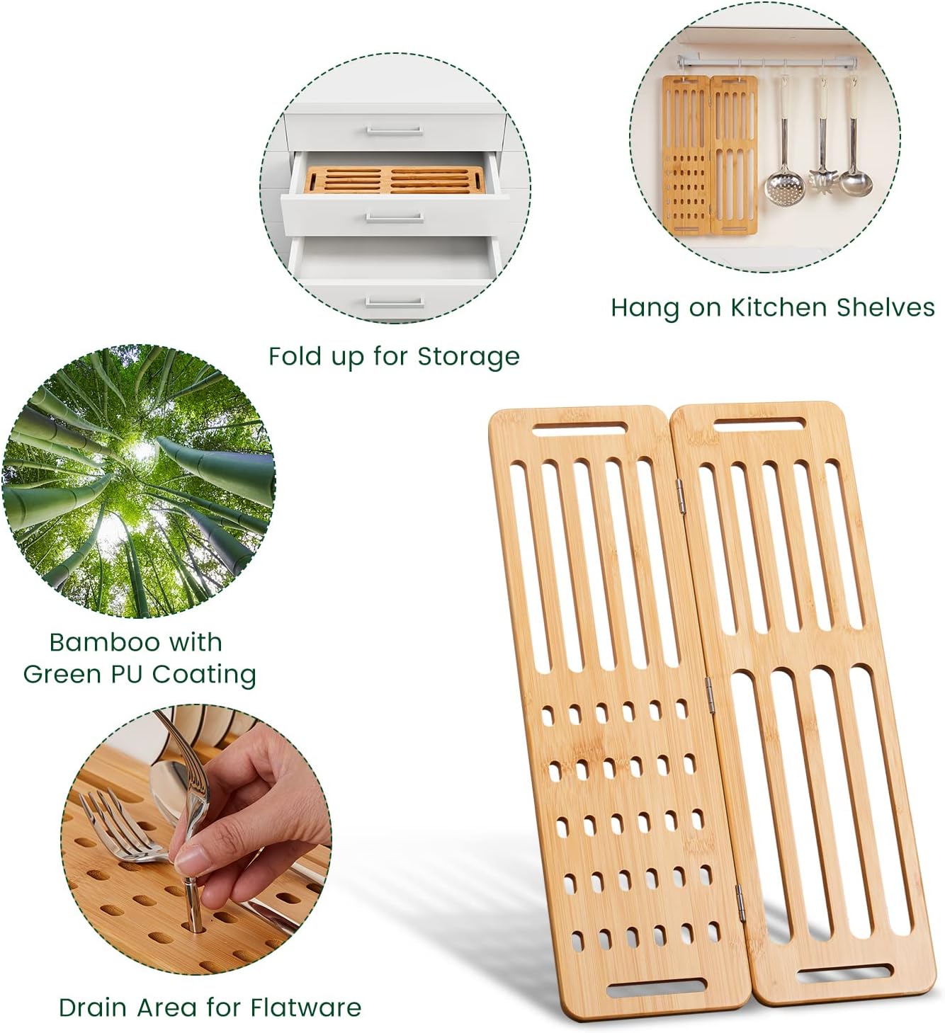Foldable Bamboo Dish Drying Rack for Kitchen - Home & Garden > Laundry & Cleaning > Drying Racks & Hangers - Rivercity House & Home Co. (ABN 18 642 972 209) - Affordable Modern Furniture Australia