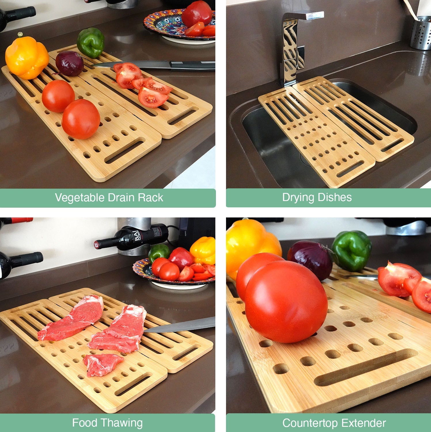 Foldable Bamboo Dish Drying Rack for Kitchen - Home & Garden > Laundry & Cleaning > Drying Racks & Hangers - Rivercity House & Home Co. (ABN 18 642 972 209) - Affordable Modern Furniture Australia