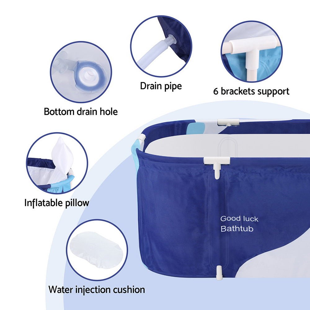 Foldable Bathtub PVC Spa Bucket Inflatable Cushion 114x62cm Navy Blue - Home & Garden > Bathroom Accessories - Rivercity House & Home Co. (ABN 18 642 972 209) - Affordable Modern Furniture Australia