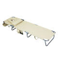 Foldable Beach Lounge Chair with Face Hole and Pillows - Khaki