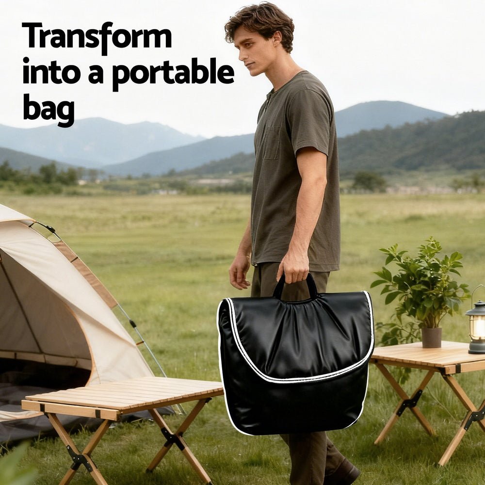 Foldable Chair 2 - In - 1 Armchair Lounge Chair Portable Black - Furniture > Bar Stools & Chairs > Arm Chairs & Recliners - Rivercity House & Home Co. (ABN 18 642 972 209) - Affordable Modern Furniture Australia