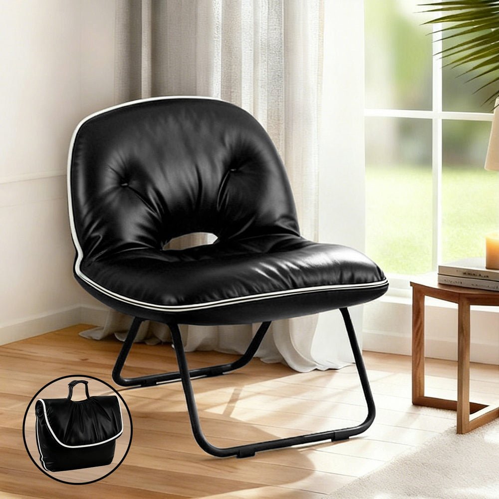 Foldable Chair 2 - In - 1 Armchair Lounge Chair Portable Black - Furniture > Bar Stools & Chairs > Arm Chairs & Recliners - Rivercity House & Home Co. (ABN 18 642 972 209) - Affordable Modern Furniture Australia