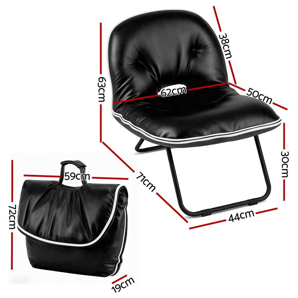 Foldable Chair 2 - In - 1 Armchair Lounge Chair Portable Black - Furniture > Bar Stools & Chairs > Arm Chairs & Recliners - Rivercity House & Home Co. (ABN 18 642 972 209) - Affordable Modern Furniture Australia
