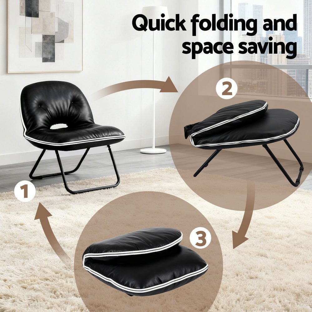 Foldable Chair 2 - In - 1 Armchair Lounge Chair Portable Black - Furniture > Bar Stools & Chairs > Arm Chairs & Recliners - Rivercity House & Home Co. (ABN 18 642 972 209) - Affordable Modern Furniture Australia