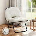 2-in-1 Foldable Armchair Lounge Chair Portable - White