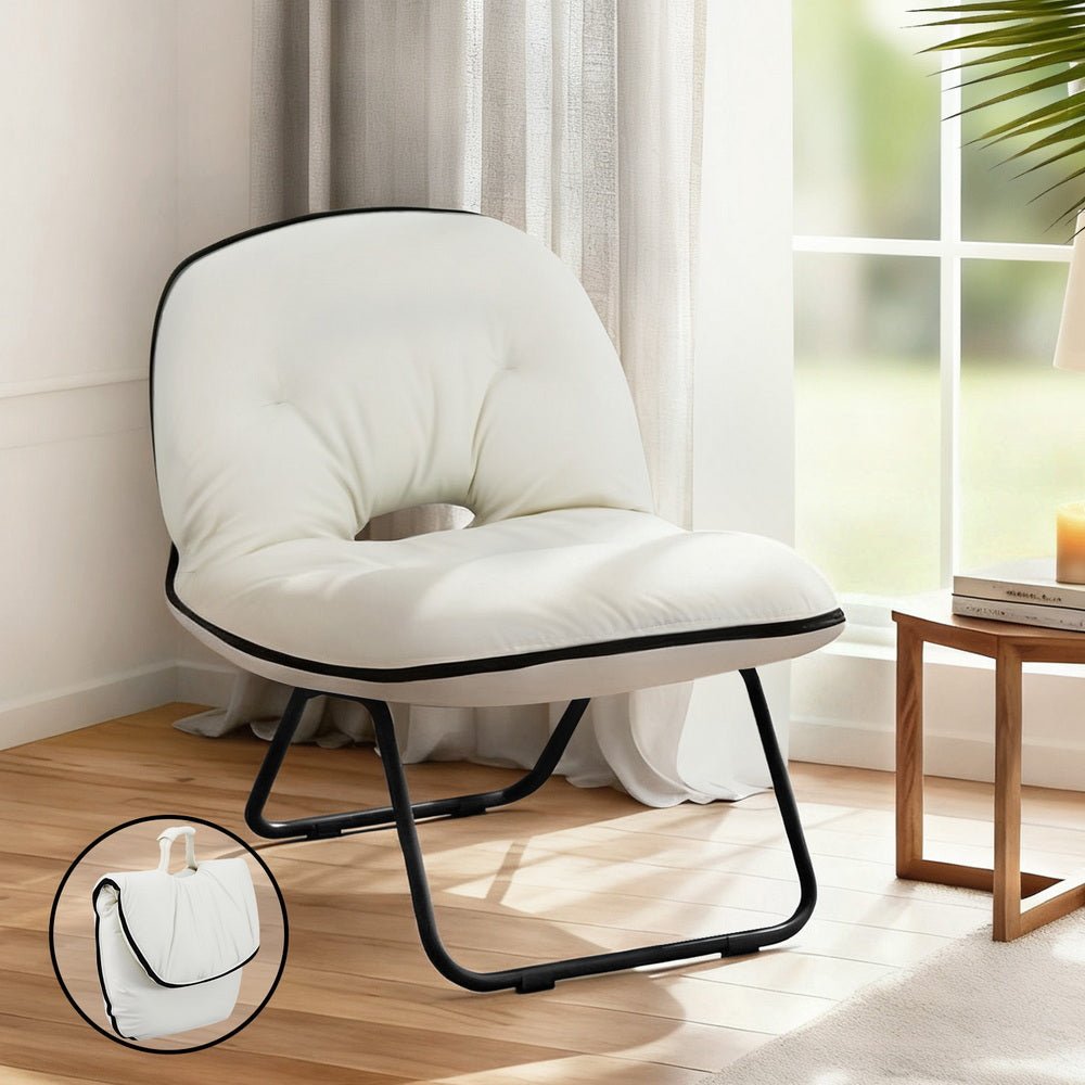 Foldable Chair 2 - In - 1 Armchair Lounge Chair Portable White - Furniture > Bar Stools & Chairs > Arm Chairs & Recliners - Rivercity House & Home Co. (ABN 18 642 972 209) - Affordable Modern Furniture Australia