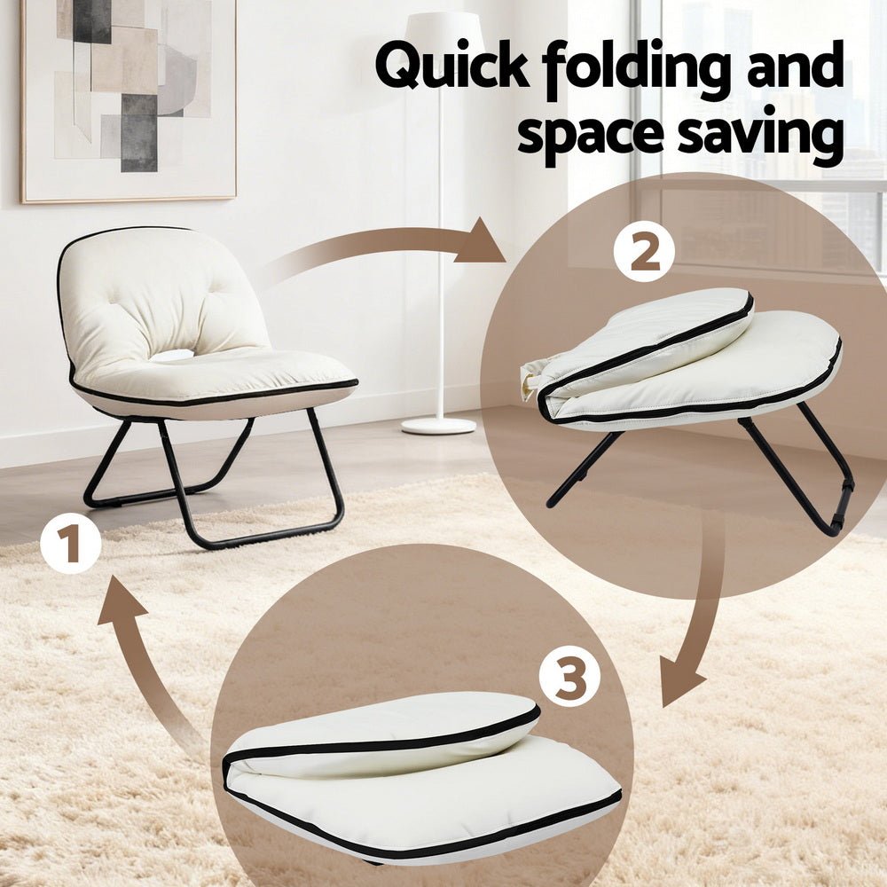 Foldable Chair 2 - In - 1 Armchair Lounge Chair Portable White - Furniture > Bar Stools & Chairs > Arm Chairs & Recliners - Rivercity House & Home Co. (ABN 18 642 972 209) - Affordable Modern Furniture Australia