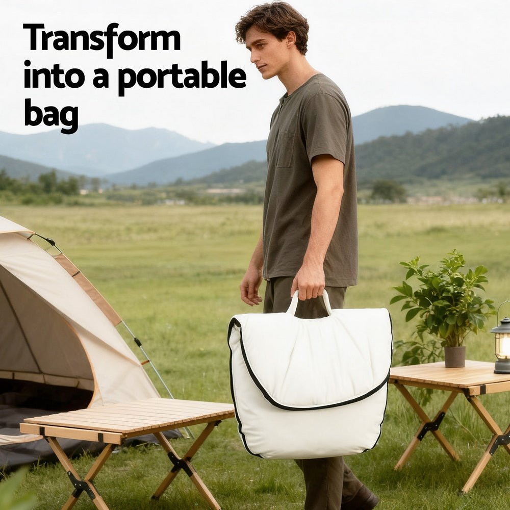 Foldable Chair 2 - In - 1 Armchair Lounge Chair Portable White - Furniture > Bar Stools & Chairs > Arm Chairs & Recliners - Rivercity House & Home Co. (ABN 18 642 972 209) - Affordable Modern Furniture Australia