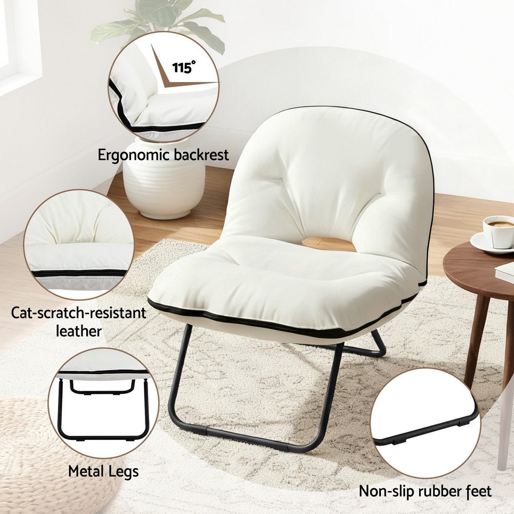 Foldable Chair 2 - In - 1 Armchair Lounge Chair Portable White - Furniture > Bar Stools & Chairs > Arm Chairs & Recliners - Rivercity House & Home Co. (ABN 18 642 972 209) - Affordable Modern Furniture Australia