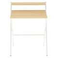 Foldable Computer Desk with Monitor Shelf Office Study Table - Oak and White