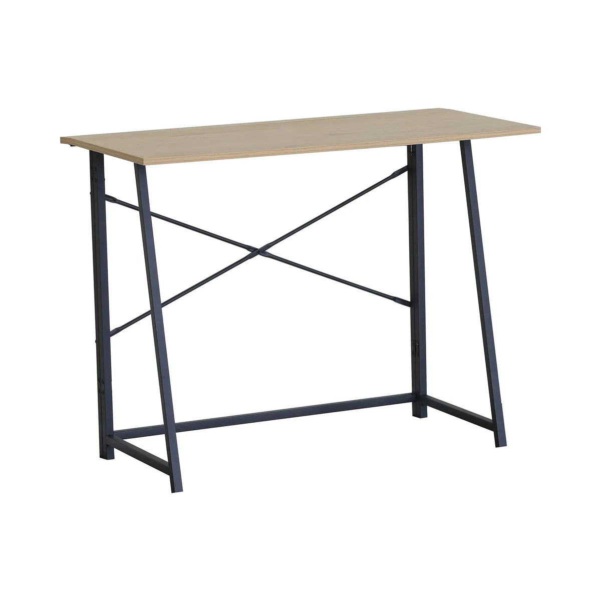 Foldable Computer Desk with Oak Finish and Steel Frame - Brown - Furniture > Office > Desks - Rivercity House & Home Co. (ABN 18 642 972 209) - Affordable Modern Furniture Australia