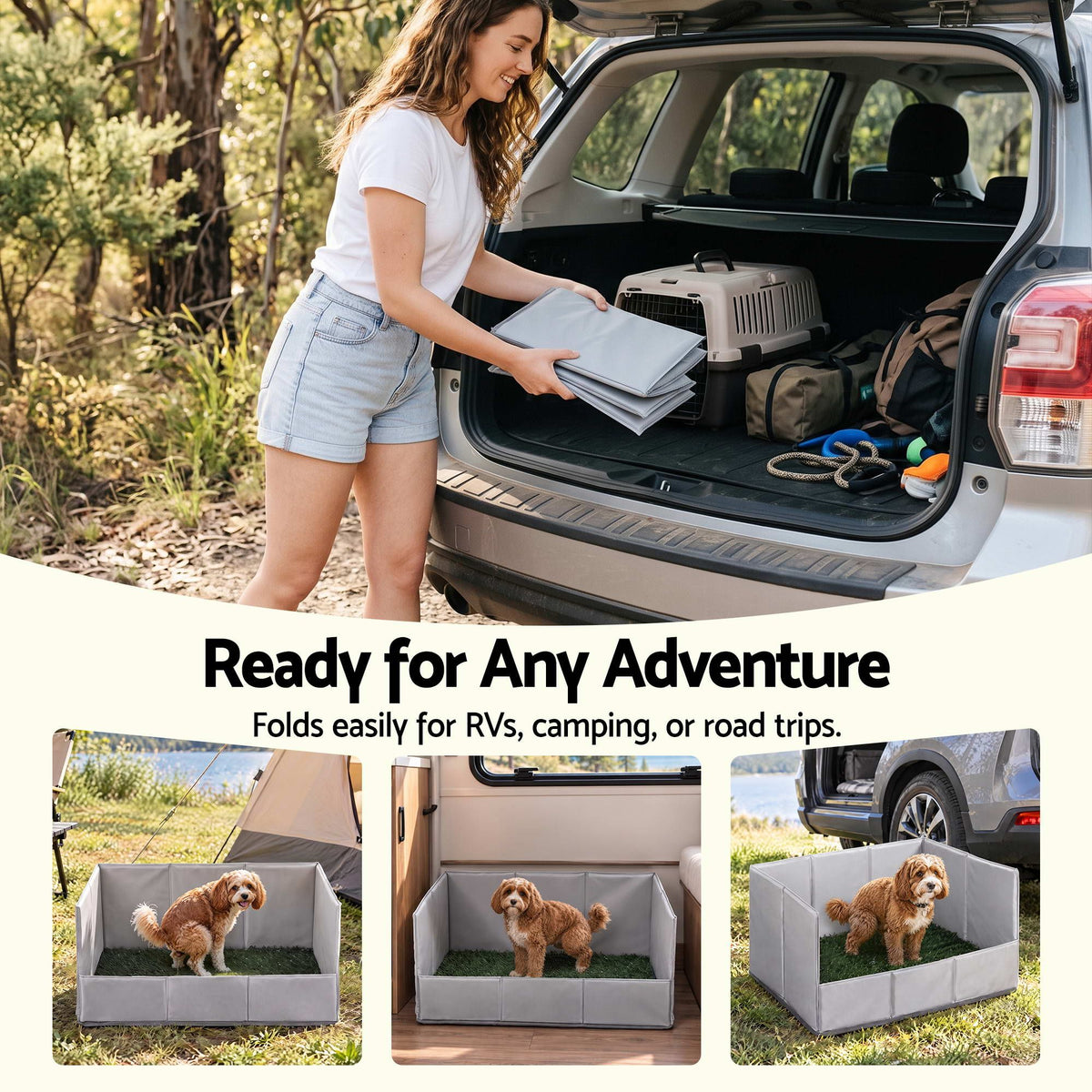 Foldable Dog Grass Potty Pad with High Wall Tray for Apartment Balcony and RV Travel - Home & Garden > Artificial Plants > Artificial Grass - Rivercity House & Home Co. (ABN 18 642 972 209) - Affordable Modern Furniture Australia