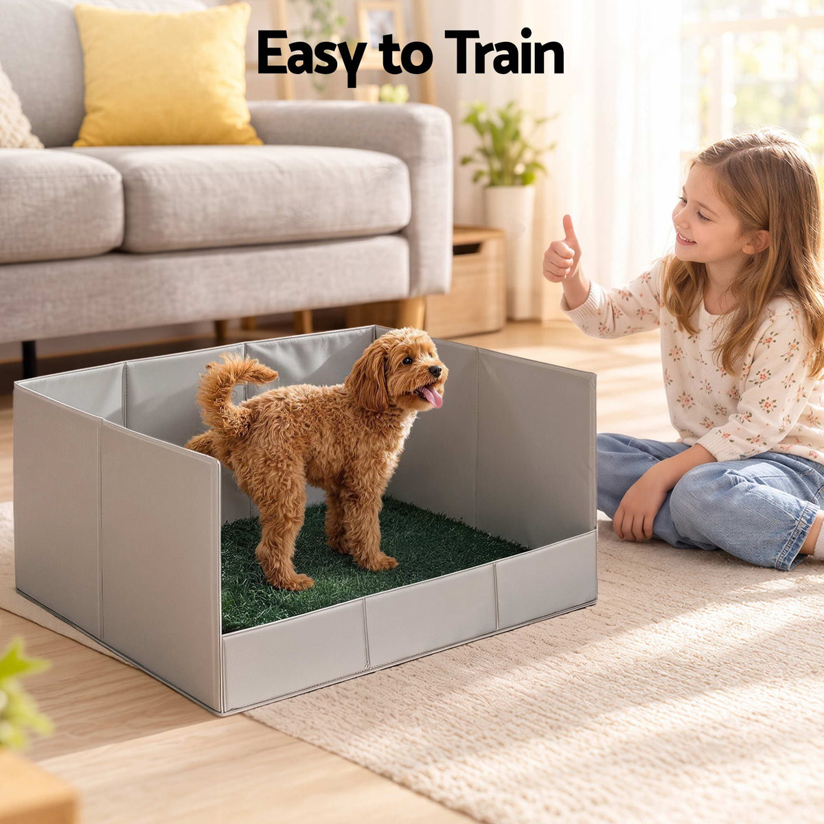 Foldable Dog Grass Potty Pad with High Wall Tray for Apartment Balcony and RV Travel - Home & Garden > Artificial Plants > Artificial Grass - Rivercity House & Home Co. (ABN 18 642 972 209) - Affordable Modern Furniture Australia