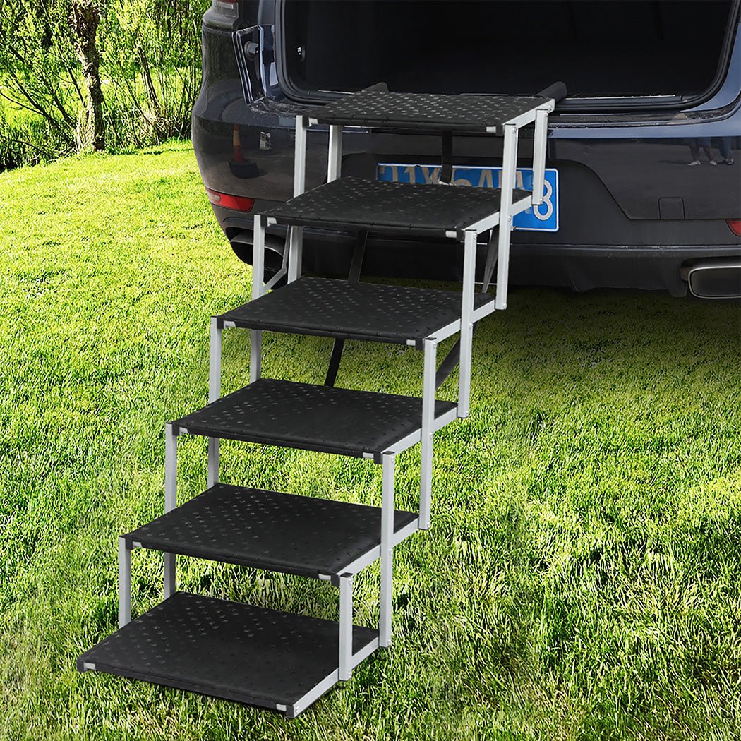 Foldable Dog Ramp Pet Stairs for Car and SUV with Adjustable Height - Black - Rivercity House & Home Co. (ABN 18 642 972 209) - Affordable Modern Furniture Australia