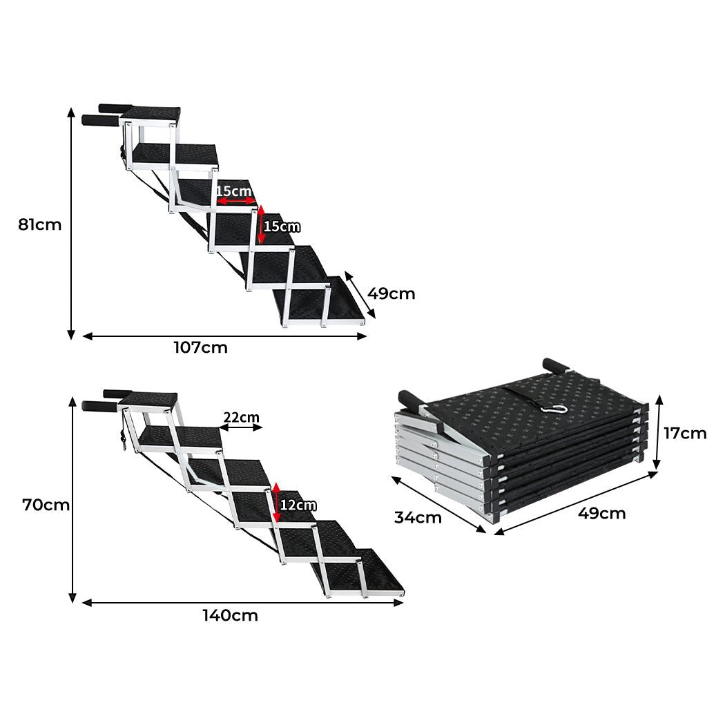 Foldable Dog Ramp Pet Stairs for Car and SUV with Adjustable Height - Black - Rivercity House & Home Co. (ABN 18 642 972 209) - Affordable Modern Furniture Australia