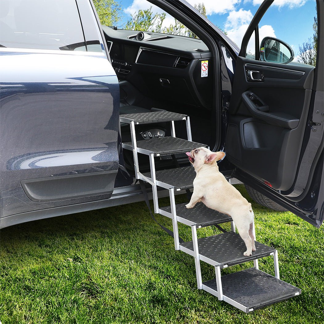 Foldable Dog Ramp Pet Stairs for Car and SUV with Adjustable Height - Black - Rivercity House & Home Co. (ABN 18 642 972 209) - Affordable Modern Furniture Australia