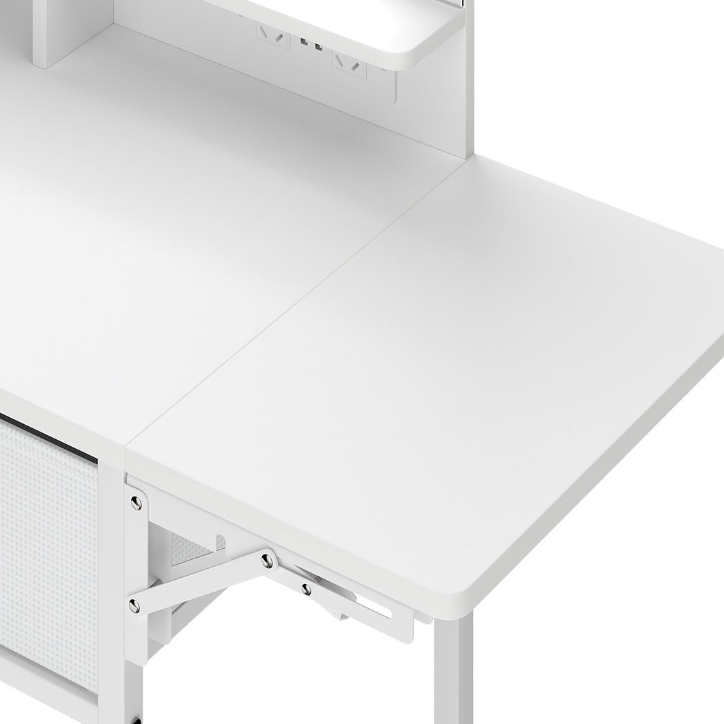 Foldable Dressing Table Vanity Desk with LED Makeup Mirror & Stool - White - Rivercity House & Home Co. (ABN 18 642 972 209) - Affordable Modern Furniture Australia