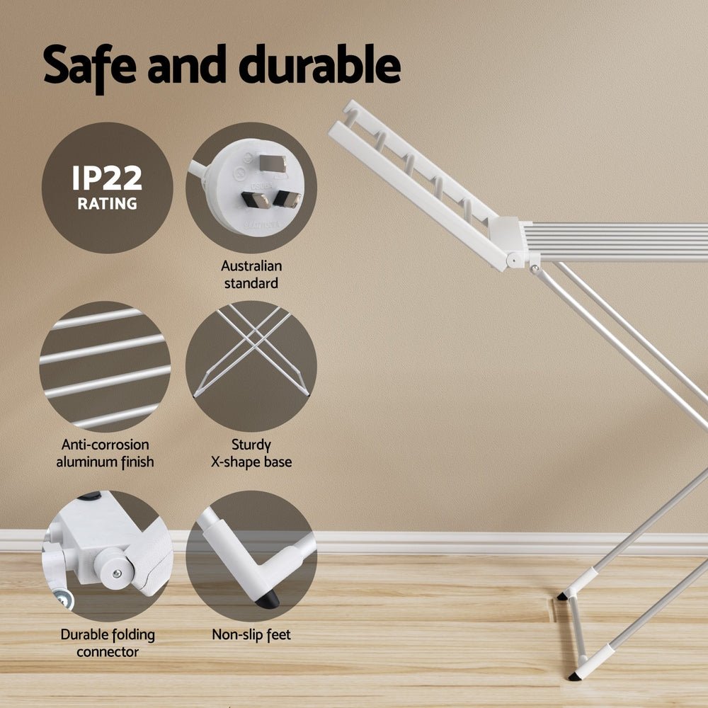 Foldable Electric Heated Towel Rail Rack with 24H Timer - Home & Garden > Laundry & Cleaning > Drying Racks & Hangers - Rivercity House & Home Co. (ABN 18 642 972 209) - Affordable Modern Furniture Australia