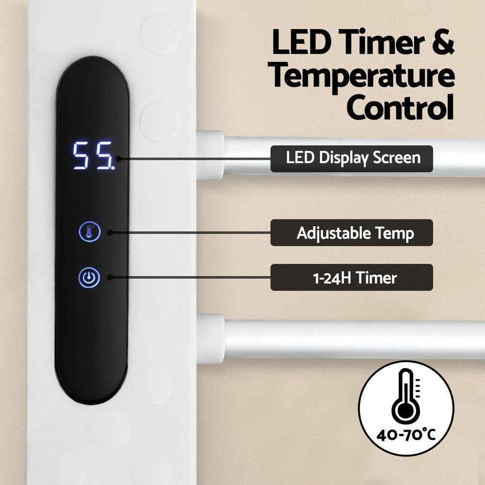 Foldable Electric Heated Towel Rail Rack with 24H Timer - Home & Garden > Laundry & Cleaning > Drying Racks & Hangers - Rivercity House & Home Co. (ABN 18 642 972 209) - Affordable Modern Furniture Australia