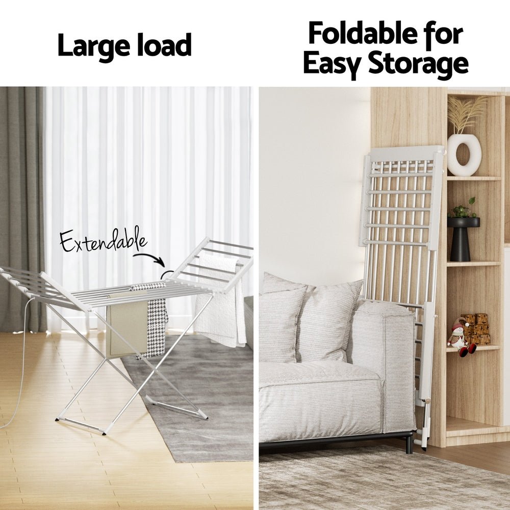 Foldable Electric Heated Towel Rail Rack with 24H Timer - Home & Garden > Laundry & Cleaning > Drying Racks & Hangers - Rivercity House & Home Co. (ABN 18 642 972 209) - Affordable Modern Furniture Australia