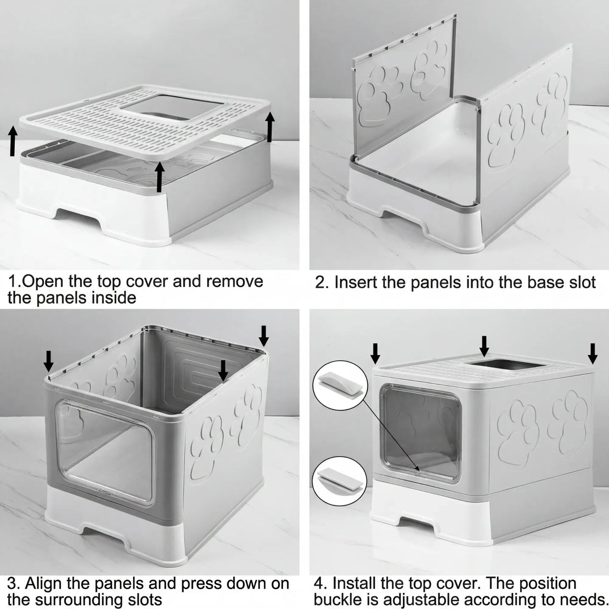 Foldable Enclosed Cat Litter Box with Scoop and Front Door - Grey - Pet Care > Cat Supplies > Cat Furniture - Rivercity House & Home Co. (ABN 18 642 972 209) - Affordable Modern Furniture Australia