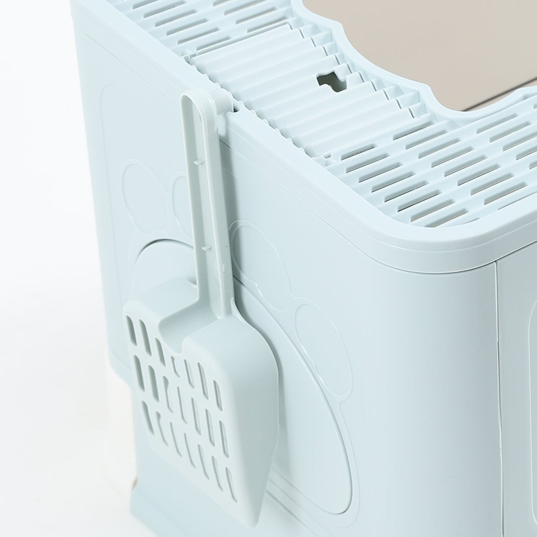 Foldable Enclosed Cat Litter Box with Scoop - Blue - Rivercity House & Home Co. (ABN 18 642 972 209) - Affordable Modern Furniture Australia