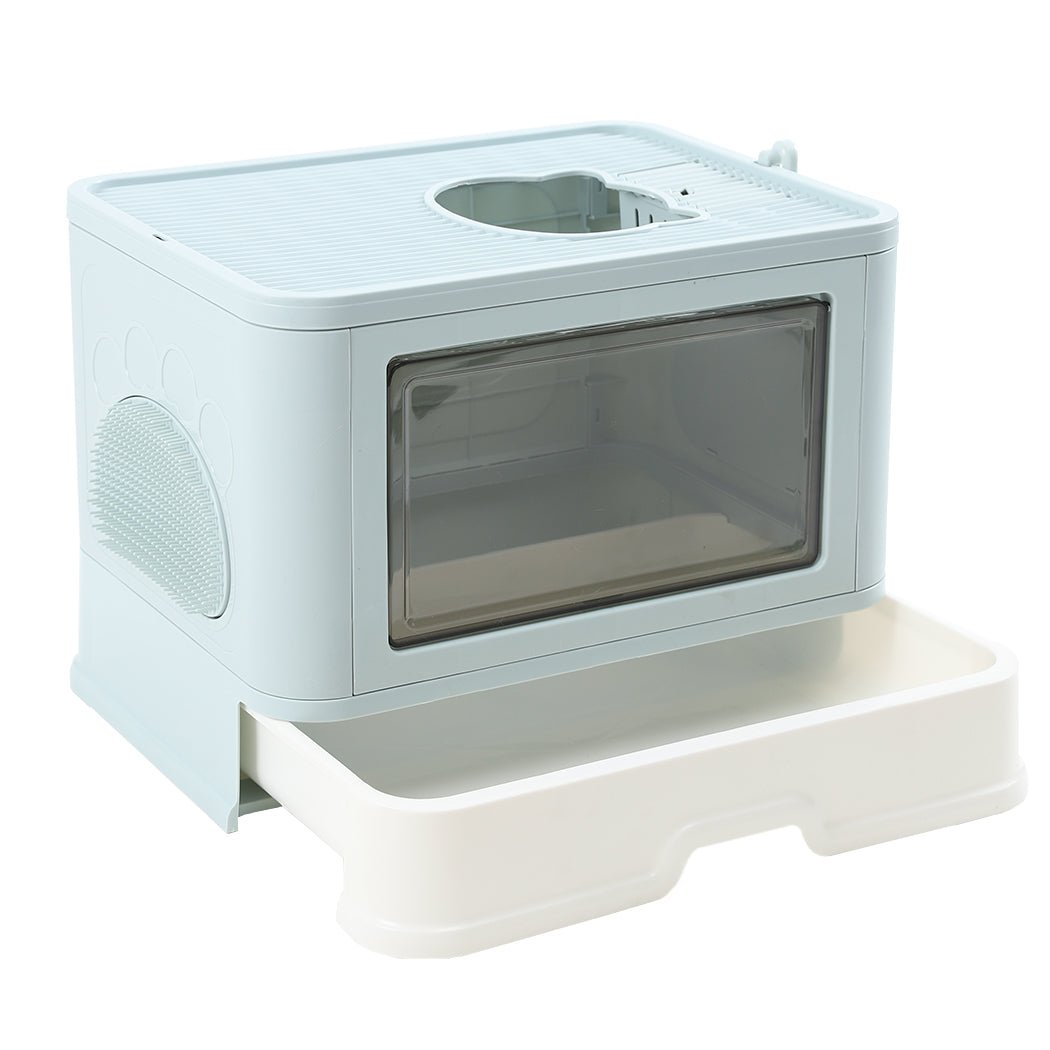 Foldable Enclosed Cat Litter Box with Scoop - Blue - Rivercity House & Home Co. (ABN 18 642 972 209) - Affordable Modern Furniture Australia