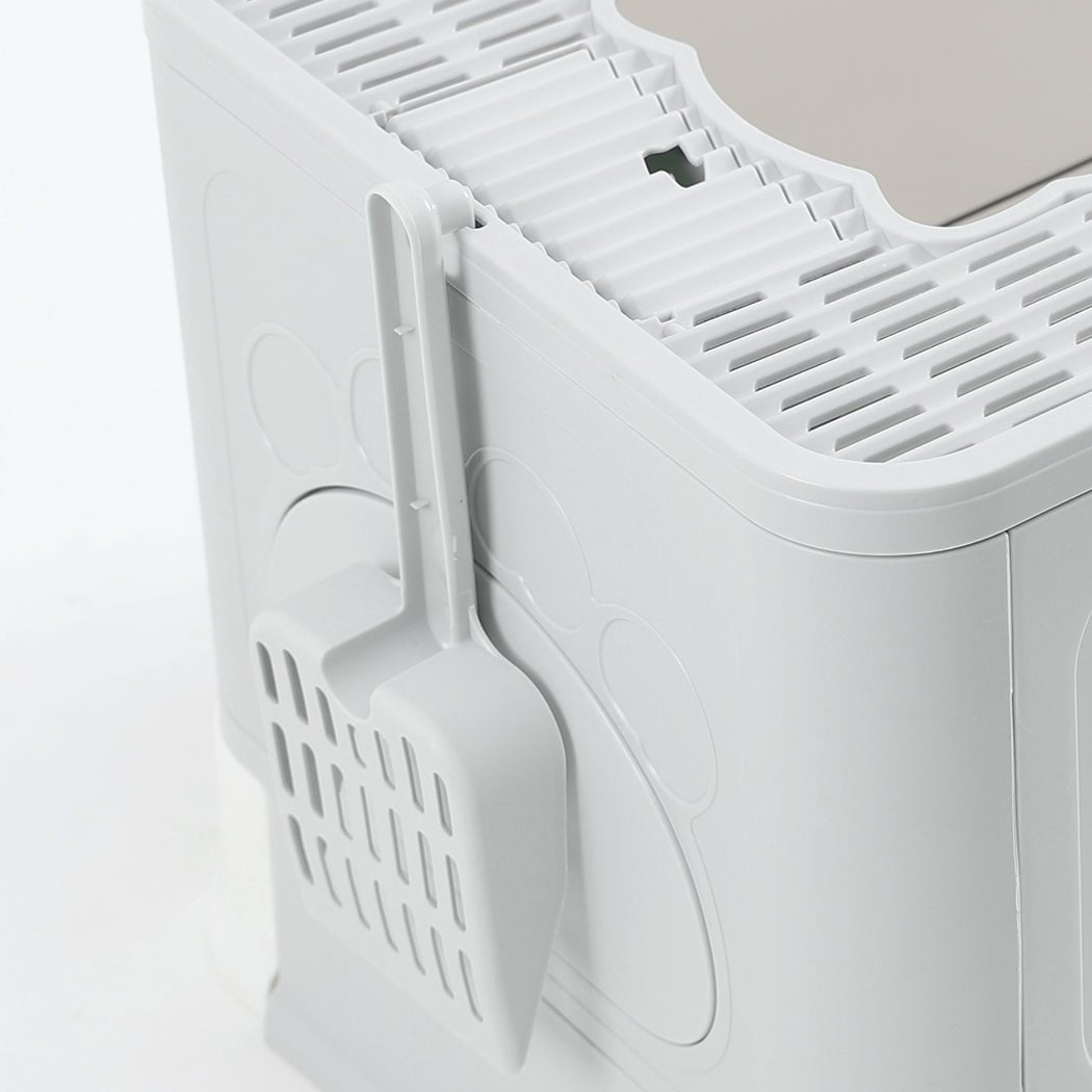Foldable Enclosed Cat Litter Box with Scoop - Grey - Rivercity House & Home Co. (ABN 18 642 972 209) - Affordable Modern Furniture Australia