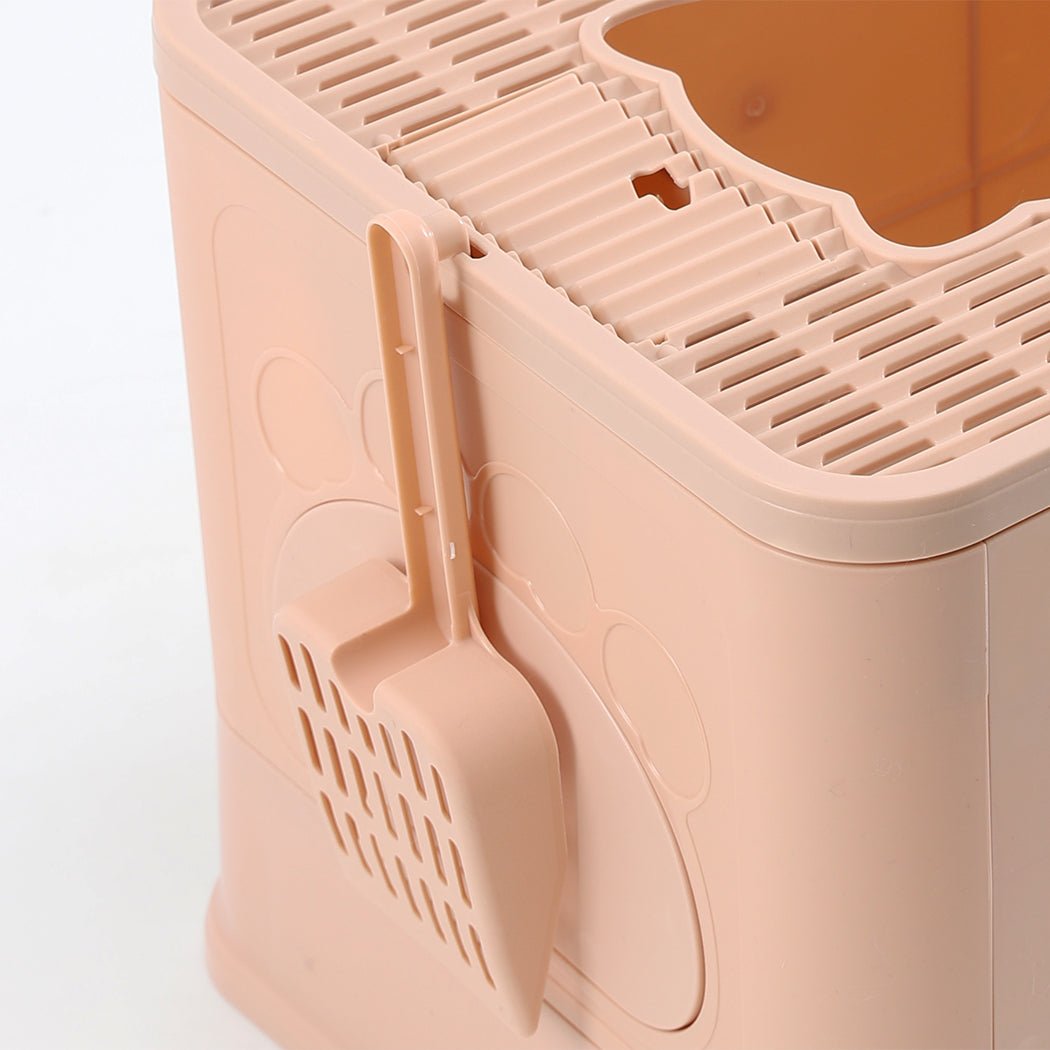 Foldable Enclosed Cat Litter Box with Scoop - Pink - Rivercity House & Home Co. (ABN 18 642 972 209) - Affordable Modern Furniture Australia