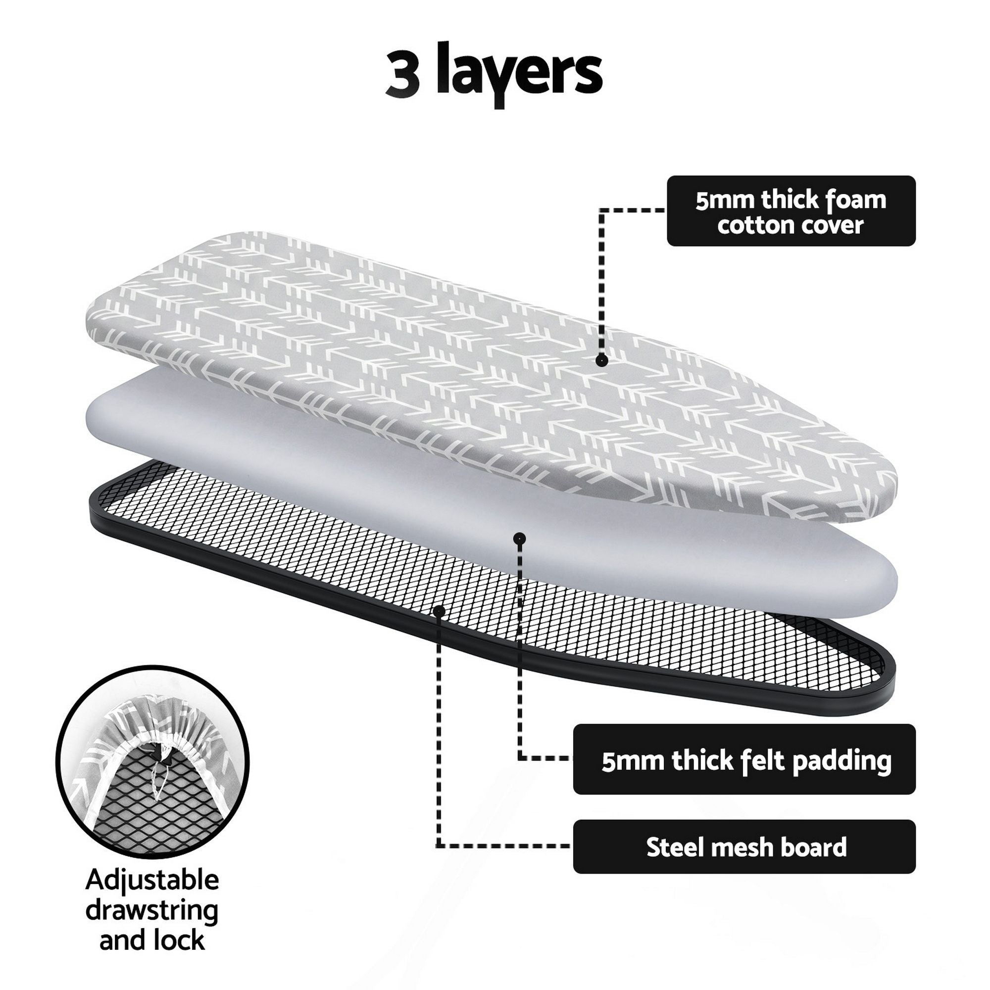 Foldable Ironing Board with Iron Rest Ironing Board for Laundry Room Arrow - Appliances > Washers, Dryers & Irons > Irons & Ironing Systems - Rivercity House & Home Co. (ABN 18 642 972 209) - Affordable Modern Furniture Australia