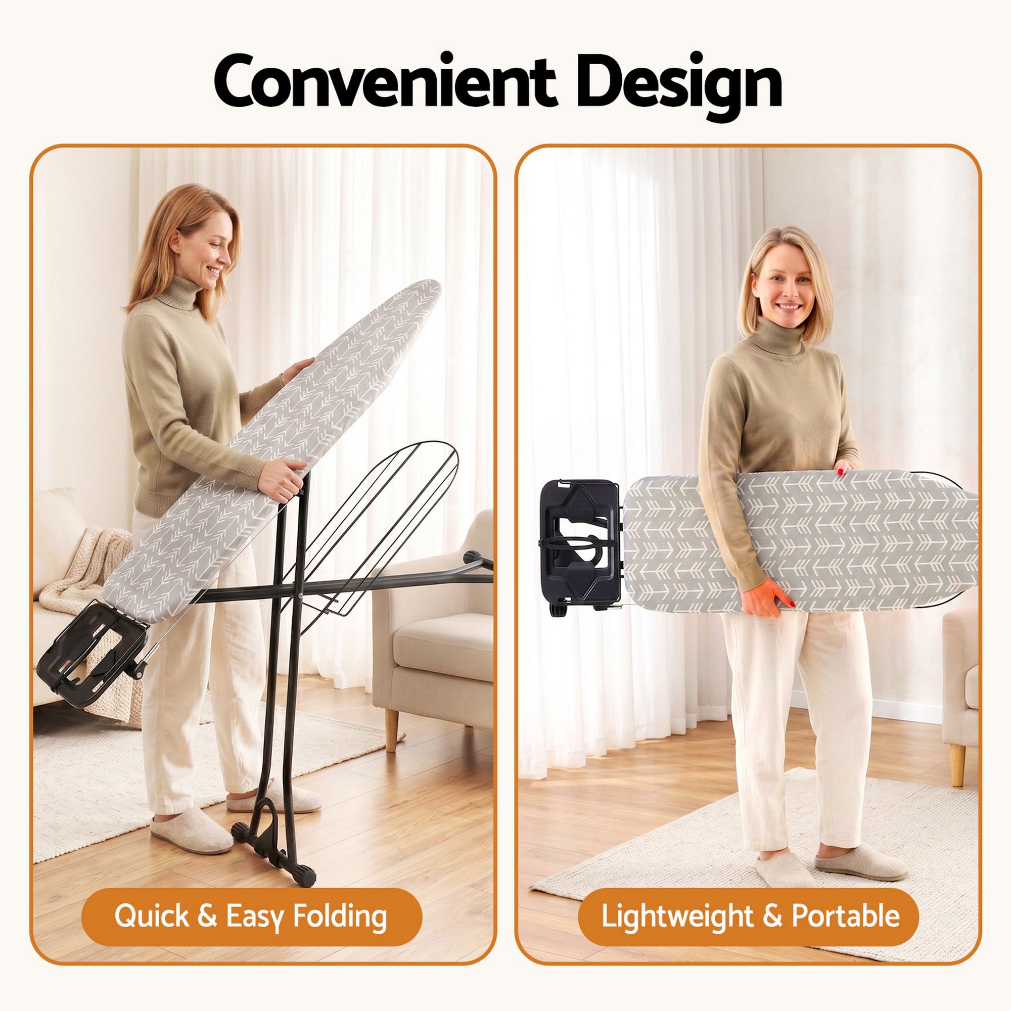 Foldable Ironing Board with Iron Rest Ironing Board for Laundry Room Arrow - Appliances > Washers, Dryers & Irons > Irons & Ironing Systems - Rivercity House & Home Co. (ABN 18 642 972 209) - Affordable Modern Furniture Australia