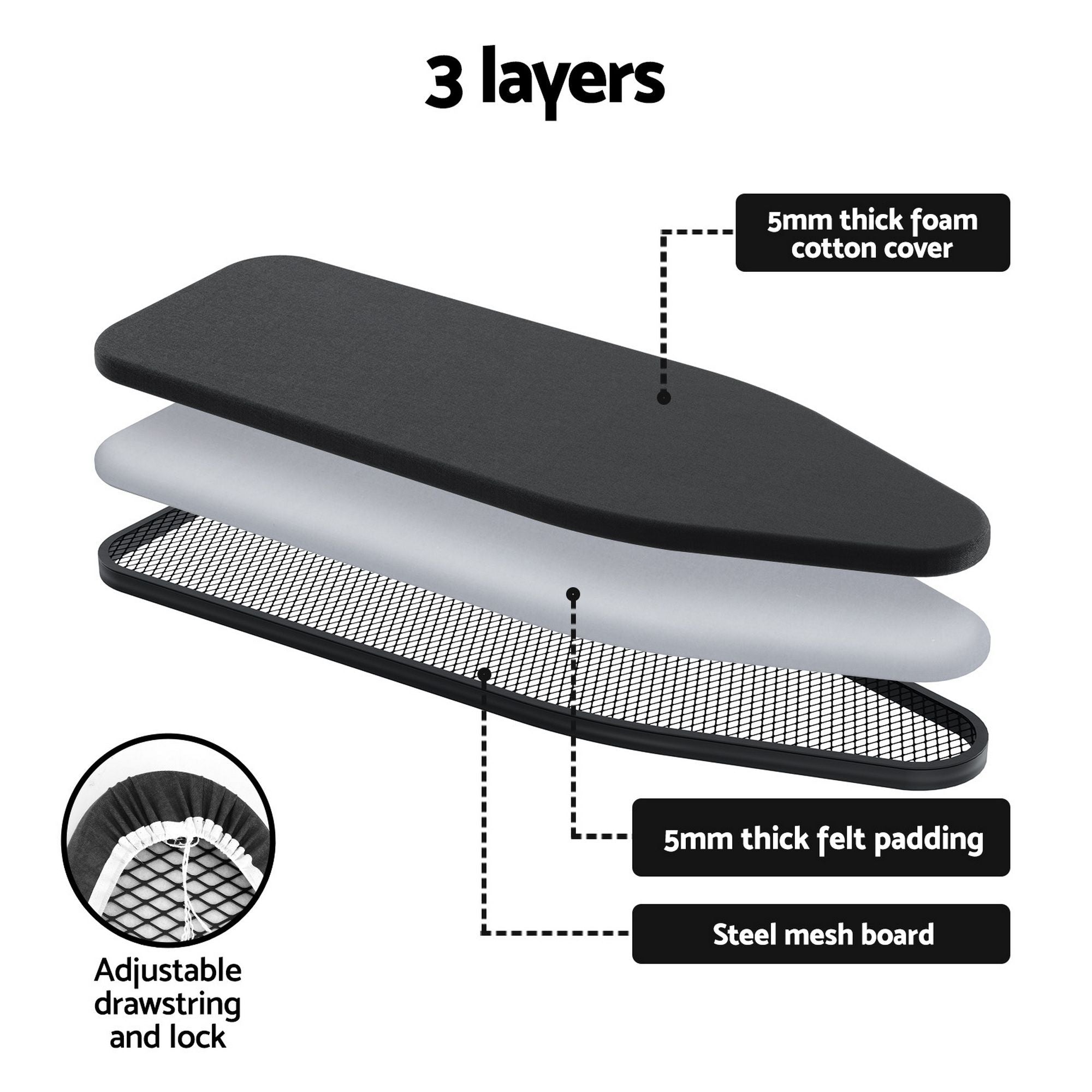Foldable Ironing Board with Iron Rest Ironing Board for Laundry Room - Appliances > Washers, Dryers & Irons > Irons & Ironing Systems - Rivercity House & Home Co. (ABN 18 642 972 209) - Affordable Modern Furniture Australia