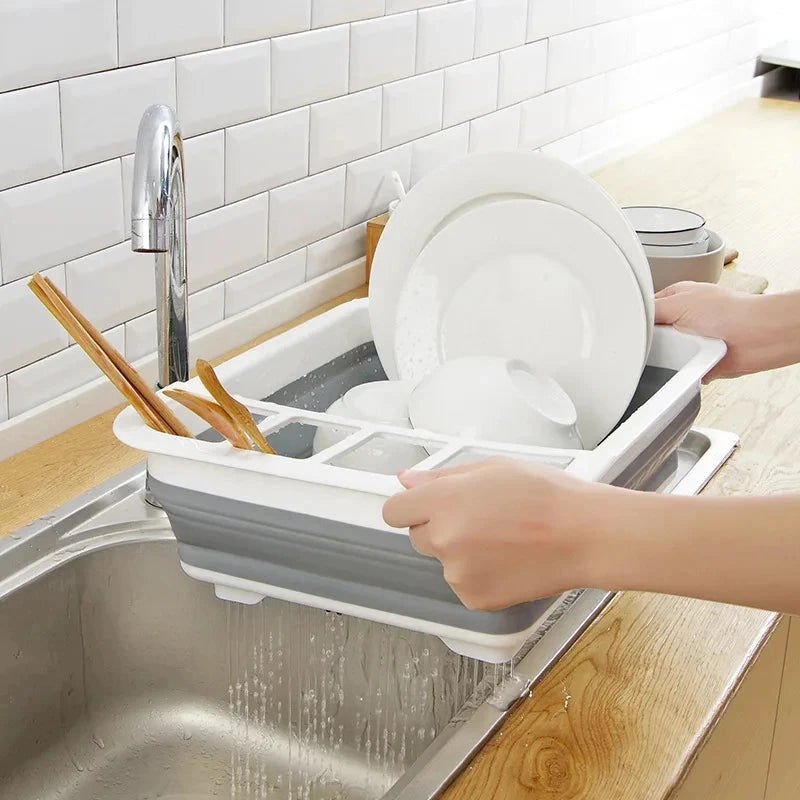 Foldable Kitchen Dish Rack with Storage Tray - Home & Garden > DIY > Kitchen & Bathroom DIY - Rivercity House & Home Co. (ABN 18 642 972 209) - Affordable Modern Furniture Australia