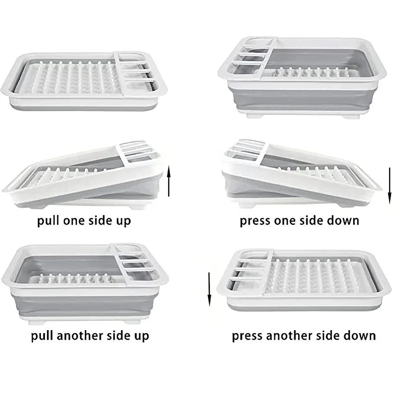 Foldable Kitchen Dish Rack with Storage Tray - Home & Garden > DIY > Kitchen & Bathroom DIY - Rivercity House & Home Co. (ABN 18 642 972 209) - Affordable Modern Furniture Australia