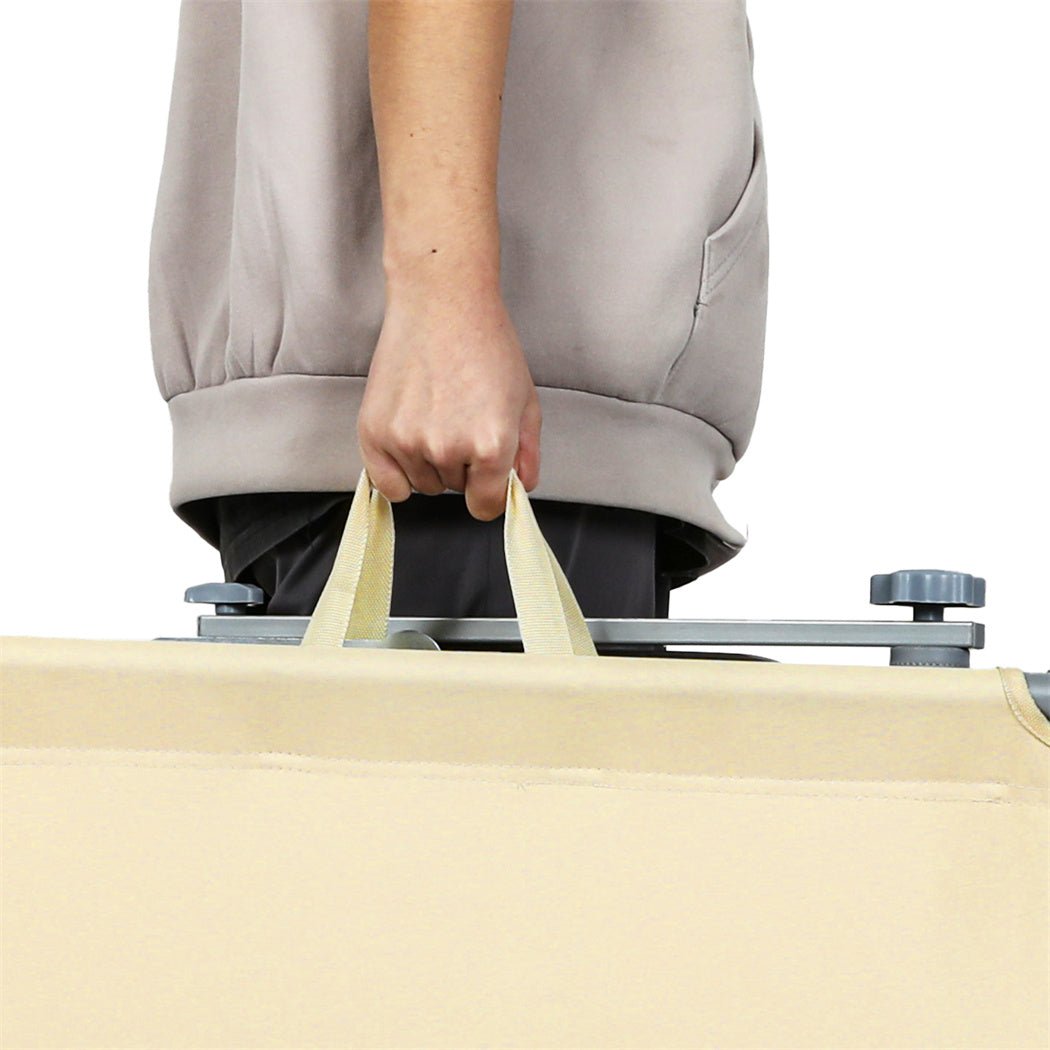 Foldable Lounge Chair with Adjustable Canopy and Storage Pocket - Khaki - Rivercity House & Home Co. (ABN 18 642 972 209) - Affordable Modern Furniture Australia