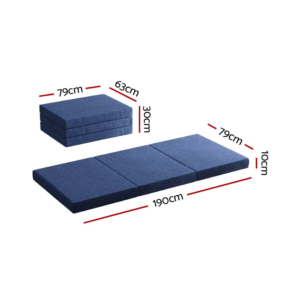 Foldable Mattress Folding Foam Single Blue - Furniture > Mattresses > Single Mattress - Rivercity House & Home Co. (ABN 18 642 972 209) - Affordable Modern Furniture Australia