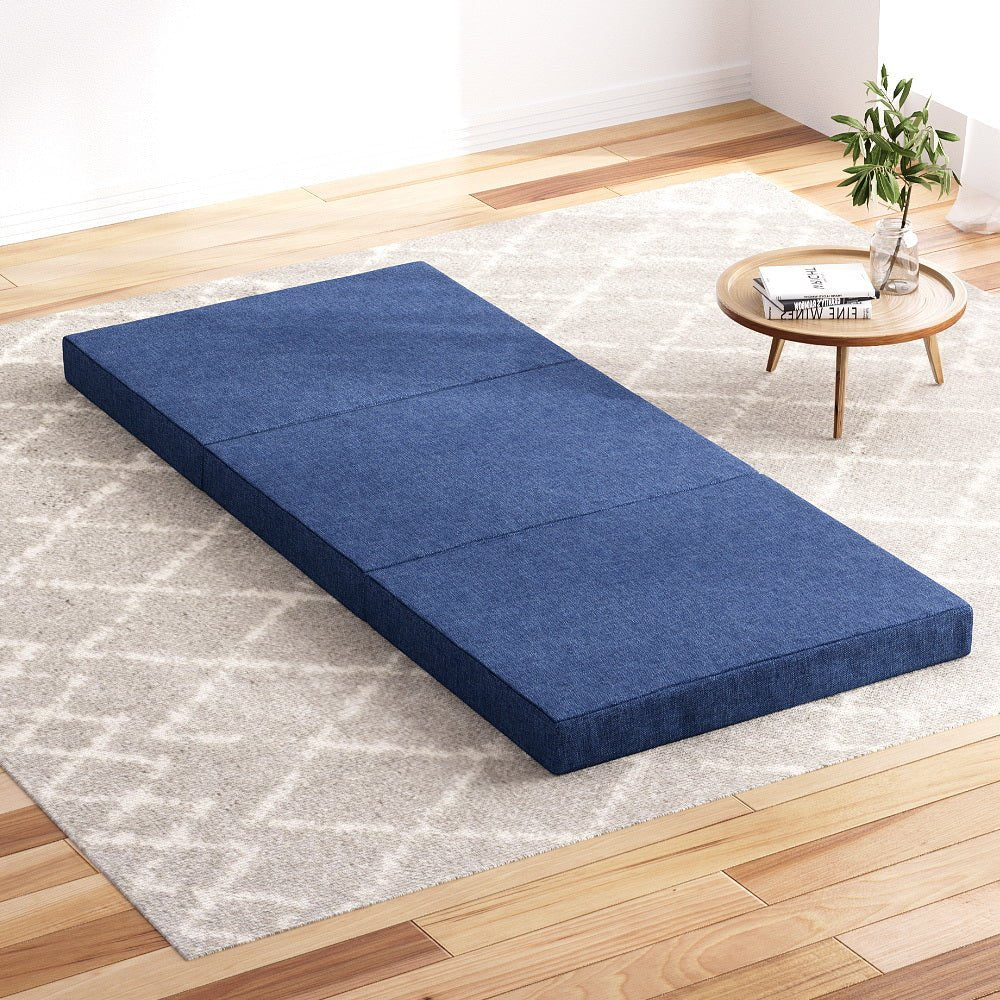 Foldable Mattress Folding Foam Single Blue - Furniture > Mattresses > Single Mattress - Rivercity House & Home Co. (ABN 18 642 972 209) - Affordable Modern Furniture Australia