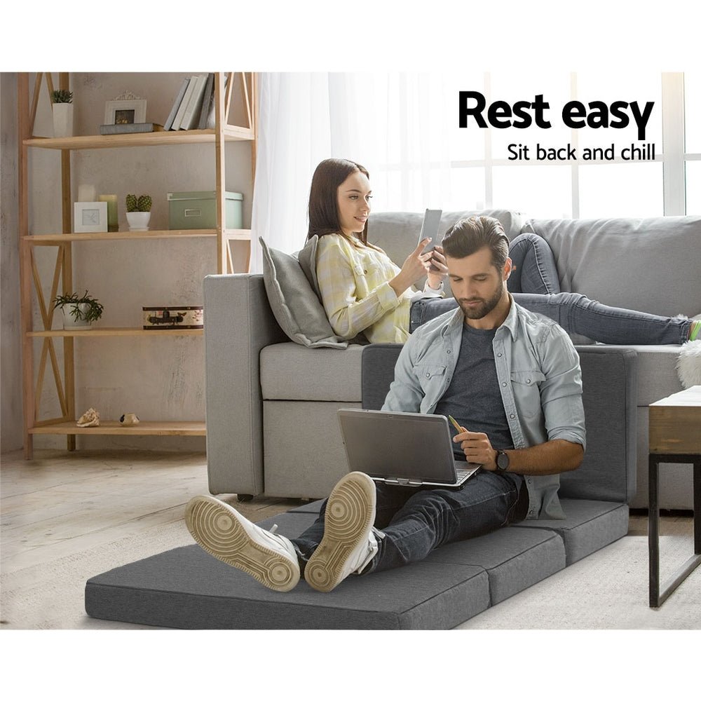 Foldable Mattress Folding Foam Single Grey - Furniture > Mattresses > Single Mattress - Rivercity House & Home Co. (ABN 18 642 972 209) - Affordable Modern Furniture Australia