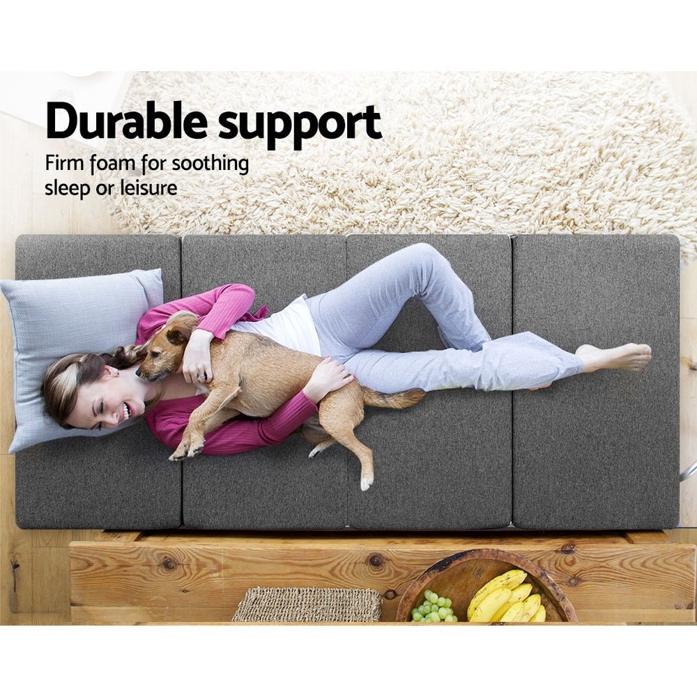 Foldable Mattress Folding Foam Single Grey - Furniture > Mattresses > Single Mattress - Rivercity House & Home Co. (ABN 18 642 972 209) - Affordable Modern Furniture Australia