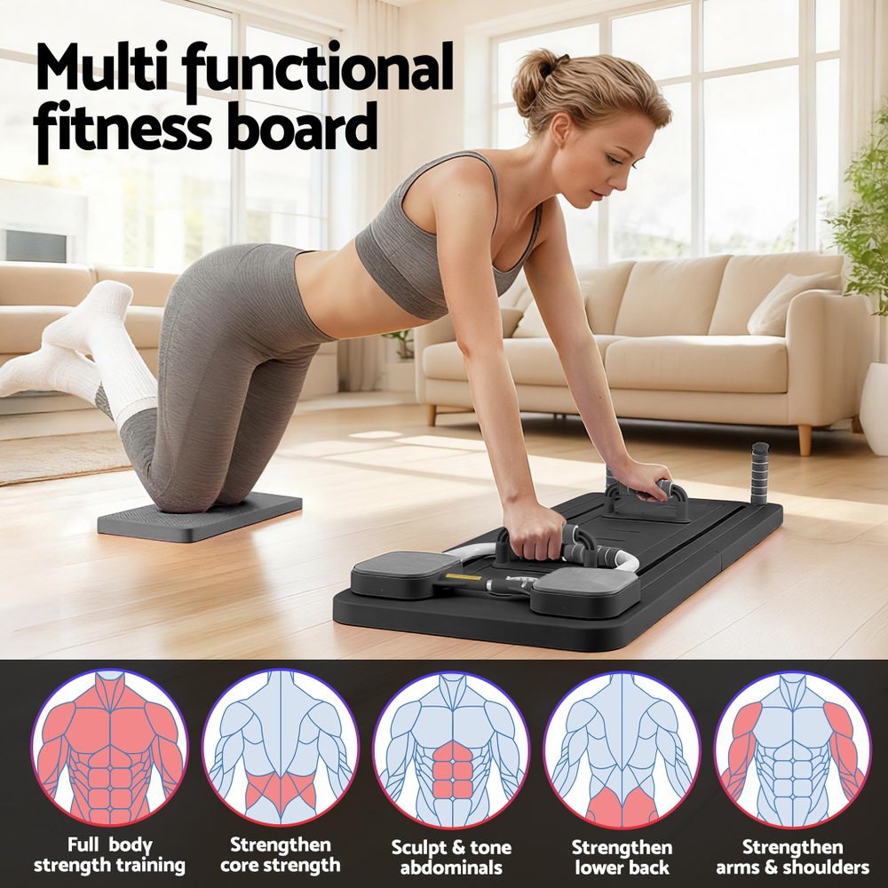 Foldable Pilates Reformer Board Multi-Functional Exercise Trainer - Black - Sports & Fitness > Exercise, Gym & Fitness > Yoga & Pilates - Rivercity House & Home Co. (ABN 18 642 972 209) - Affordable Modern Furniture Australia