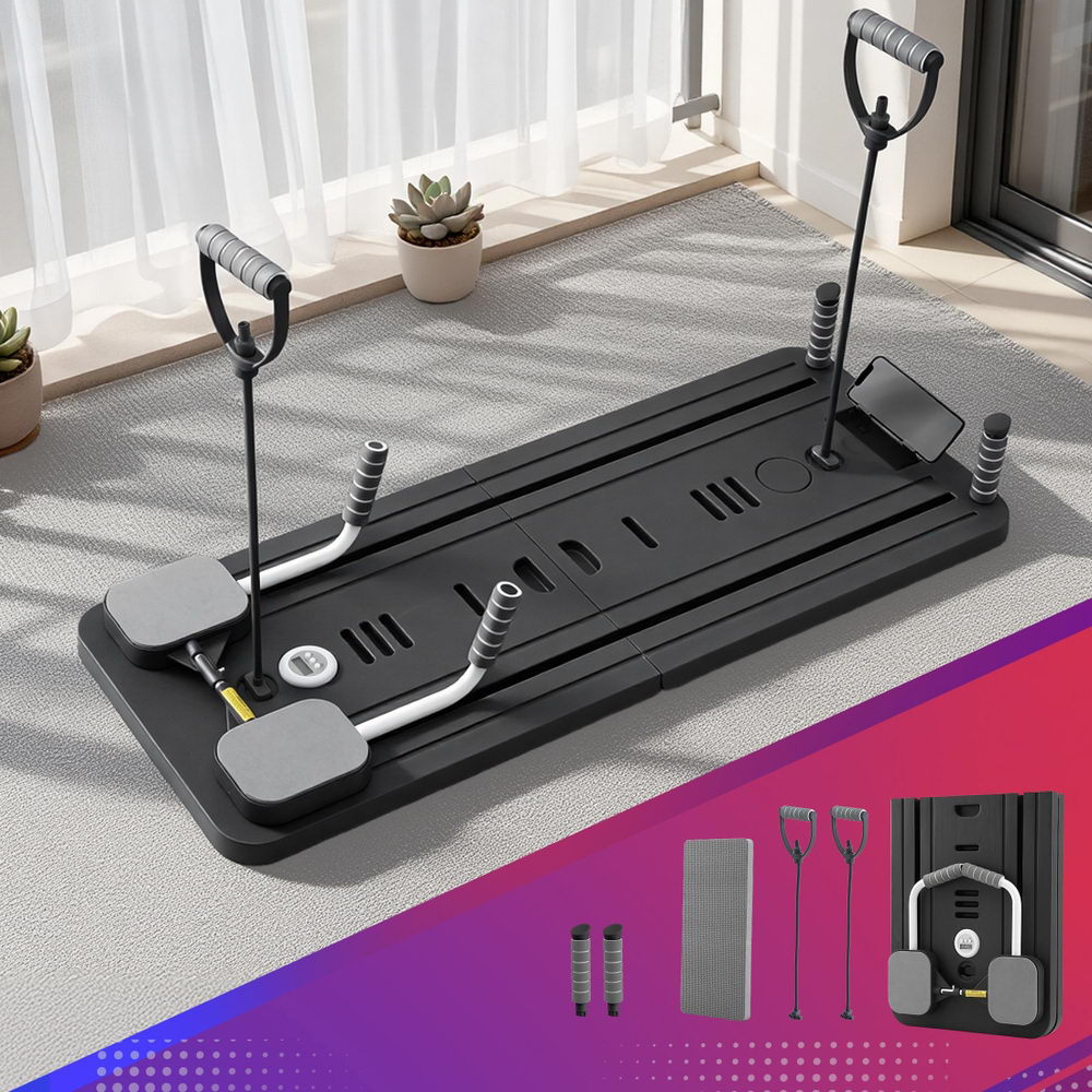 Foldable Pilates Reformer Board Multi-Functional Exercise Trainer - Black - Sports & Fitness > Exercise, Gym & Fitness > Yoga & Pilates - Rivercity House & Home Co. (ABN 18 642 972 209) - Affordable Modern Furniture Australia