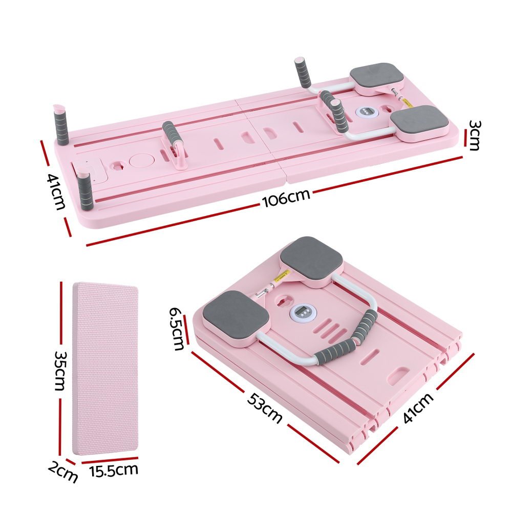 Foldable Pilates Reformer Board Multi Functional Exercise Trainer - Pink - Sports & Fitness > Exercise, Gym & Fitness > Yoga & Pilates - Rivercity House & Home Co. (ABN 18 642 972 209) - Affordable Modern Furniture Australia